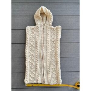 Vintage hand knit baby snuggle snack swaddle 1980's